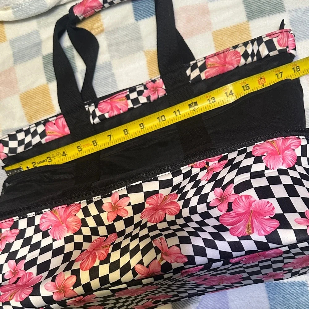 Pink Floral Checkered Small Pet Carrier